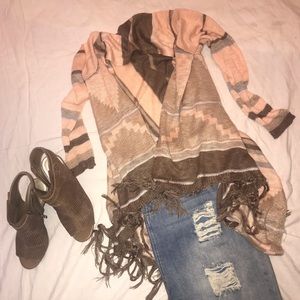 Long Aztec Print Sweater